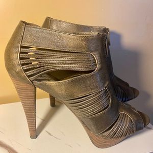 Aldo Metallic Green Heeled Bootie